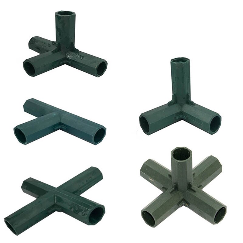 4pcs 16mm Corner Connector Fencing Pipe Joint Supports Garden Framework 3 4 5 Ways Cages Awning Pole Greenhouse Plant Stakes