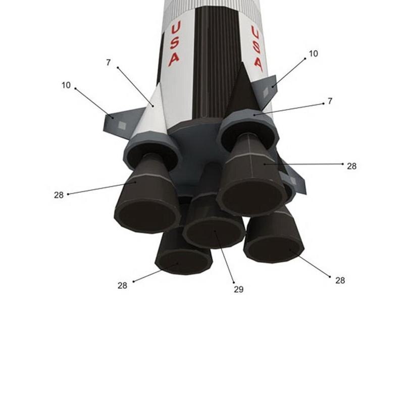 Paper Model 1:300 Saturn 5 Carrier Rocket And Launch Diy Handmade Pad S7K8