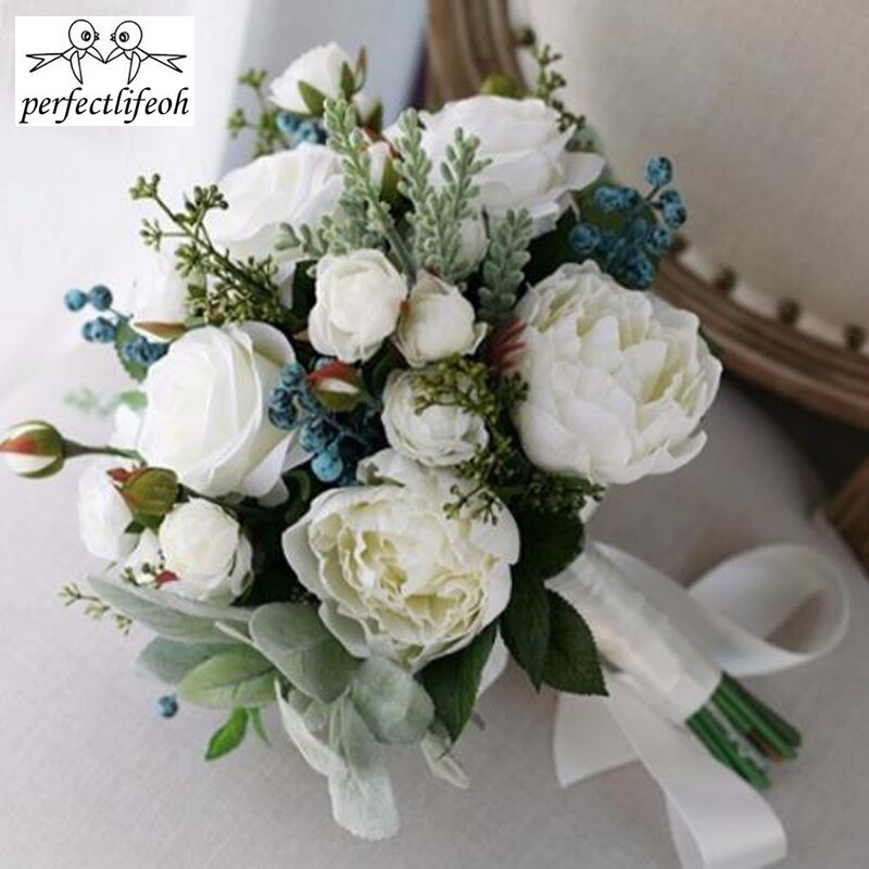 Perfectlifeoh bryllupsbuket saftige planter grønne kunstige brudebuketter de mariage bryllupsbuket