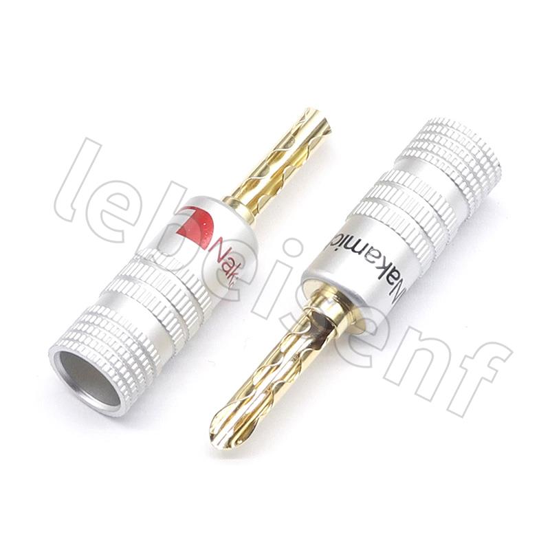 Nakamichi Bananen stecker 24K Gold Überzogene Kupfer BFA 4mm Banane stecker Männlich Lautsprecher stecker schwarz &Ampere; verrotten
