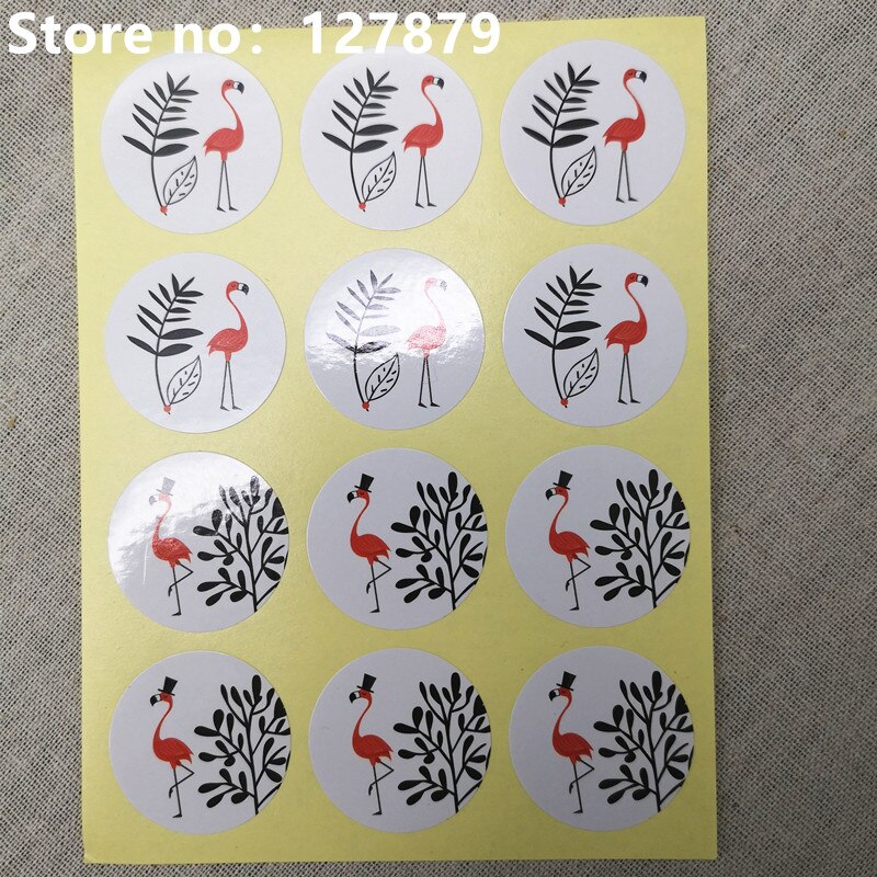 120 stk diameter : 3cm flamingo etiket segl klistermærke pastorale farver guirlande bage pakke klistermærker børnepapir