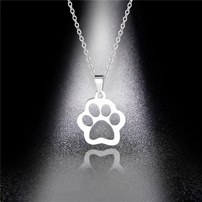 Zilver Kleur Leuke Dierlijke Voetafdrukken Hond Kat Voetafdrukken Poot Kettingen Vogel Hand Hangers Vrouwen Rvs Sieraden