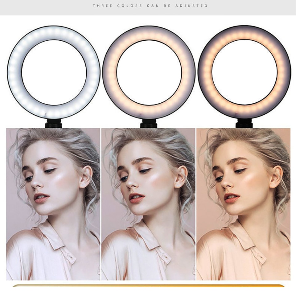 Selfie anneau lumière Aro Usb Led anneau lampe avec trépied haut Mobile circulaire Ringlight jante cerceau rigueur Ligth pour téléphone de maquillage Mobile