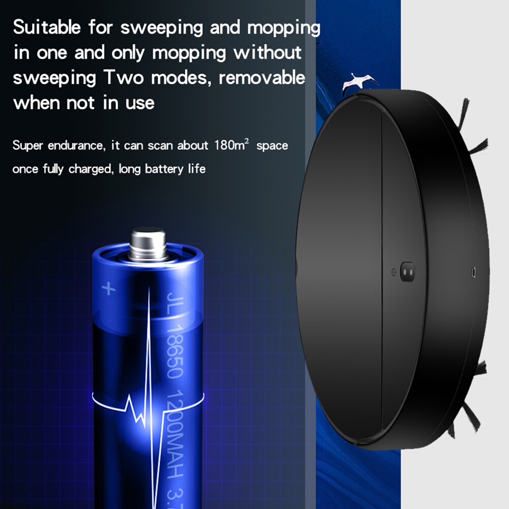 Low Noise Smart Sweeping Robot Automatic Floor Mopping Sweeper Vacuum Cleaner Suction Dust Hair Broom Cleaning Machine