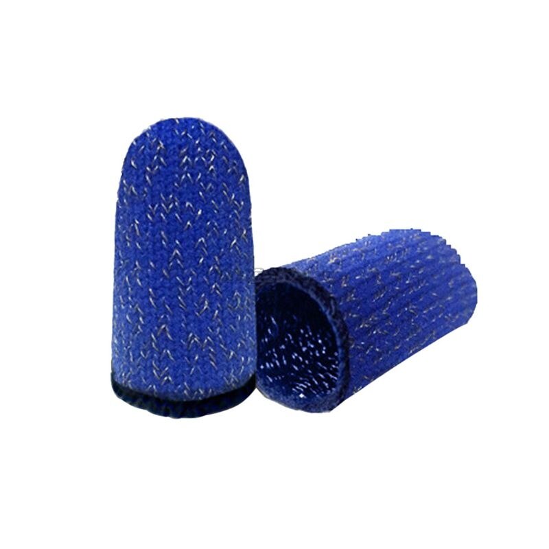 1 paar Schweiß-Proof Gestrickte Stoff Finger Abdeckung Spiel Touchscreen Finger Ärmeln: Blau
