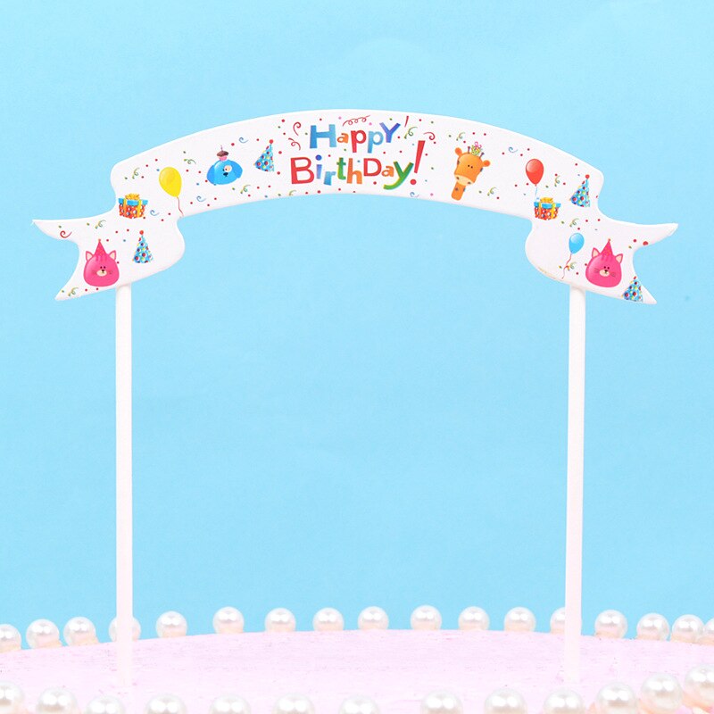 Happy Birthday Cake Topper Mermaid Flower Rainbow Banner Cupcake Topper Baby Shower Happy Birthday Baking Dessert Party Favors: animal