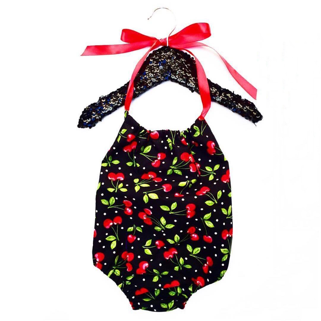 Focusnorm Pasgeboren Baby Meisjes Jongens Een Stuk Rompertjes Fruit Gedrukt Strapless Riem Backless Jumpsuits 0-24M