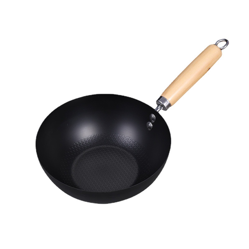 Mini gietijzeren wokpan voor huishoudelijk gebruik, antiaanbaklaag, platte bodem, geschikt voor inductiekookplaten.: Lichtgrijs