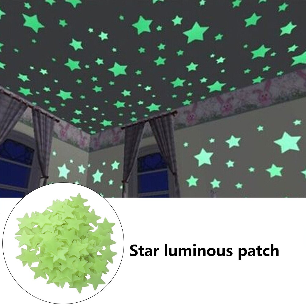 100Pcs Sterren Lichtgevende Kleurrijke Star Patch Muursticker Fluorescerende Fluorescerende Sterren Lichtgevende Slaapkamer Decoratie