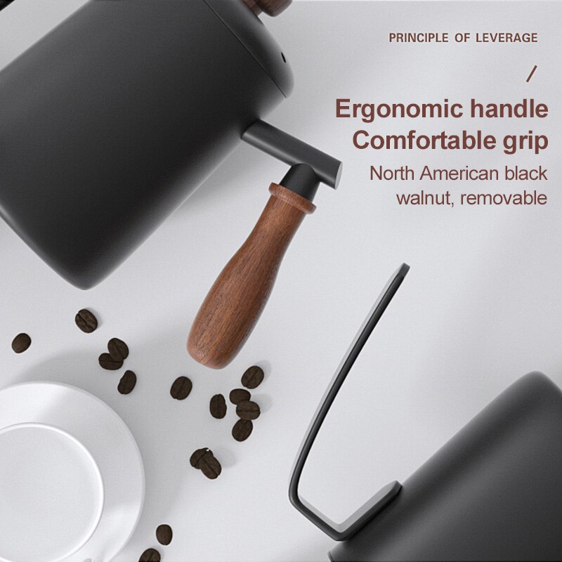 600ml Hand Coffee Pot 304 Stainless Steel Long Mouth Thin Mouth Pot Commercial Appliance With Lid Coffee Kettle