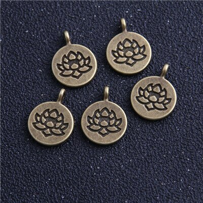 8 Stuks 15*20 Mm Antiek Brons Kleur Lotus Bloem Ronde Legering Charmes Hanger Voor Sieraden Maken Di: Antique Bronze