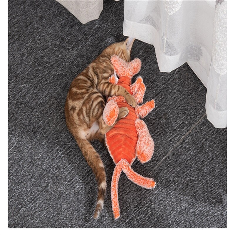Neue produkt katze spielzeug elektrische springen garnelen simulation pet lustige katze spielzeug biss beständig liefert USB lade sound spielzeug