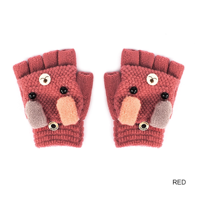 ¡Novedad! guantes con solapa de dibujos animados para bebé REAKIDS, lindos guantes tejidos para niños, guantes cálidos para niños, guantes con solapa de invierno para niñas y niños: Red