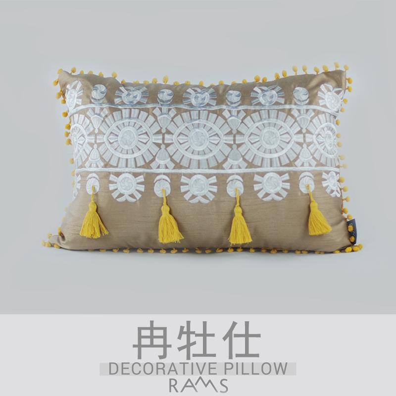 2020 Rams Ricamato Decorativo Geometrico Cuscino Cuscino Complementi Arredo Casa Ricamo: 3 / 50x50cm cover only