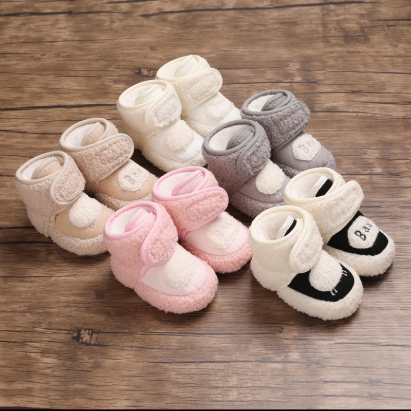 Newborn Baby Boots Winter First Walkers Velvet Baby Girls Shoes Super Cute Snow Warm Prewalkers Soft Sole No-slip Booties Booty
