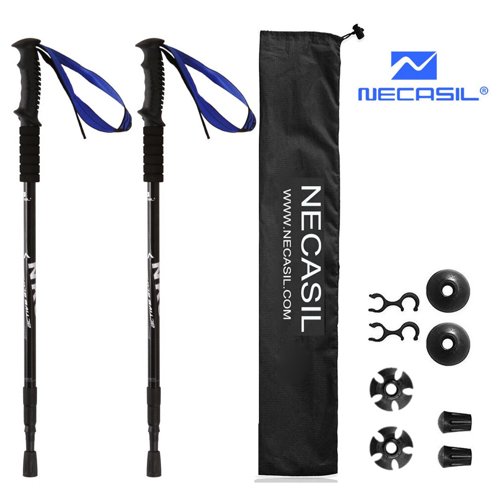 Bastón ajustable antigolpes, bastón de aluminio fuerte y ligero para senderismo, muletas para caminar o Trekking, 1 par