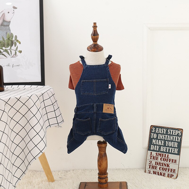 Mono vaquero para mascota, Ropa de Bulldog Francés para perros medianos y grandes, disfraz para perros gordos, Ropa vaquera, abrigo para perros a la: Azul marino / XXL-Shirt Not Includ