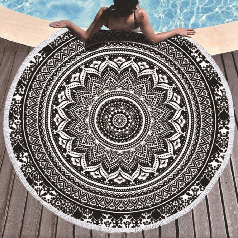 Ronde Mandala Strand Deken Hippie Indian Mandala Kleed Strand Handdoek Meditatie Tapijt Diameter 59 Inches (150 Cm)