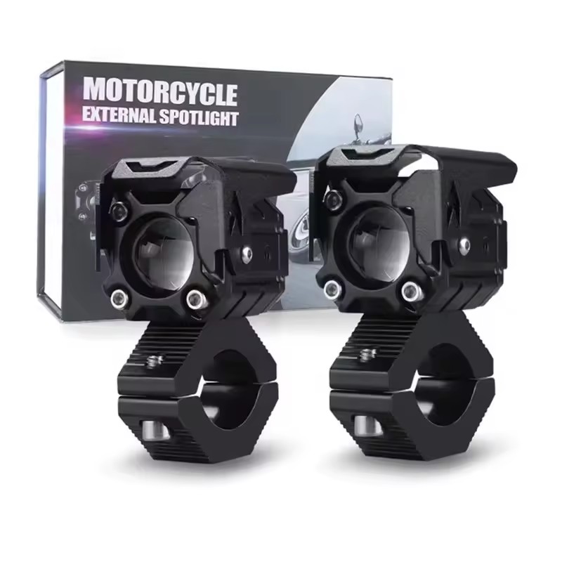 Motocicleta LED Spotlight Projector Lens, Branco Amarelo, Hi, Low Beam, Driving Spot Fog Lights, Auxiliares Faróis Auxiliares: Branco