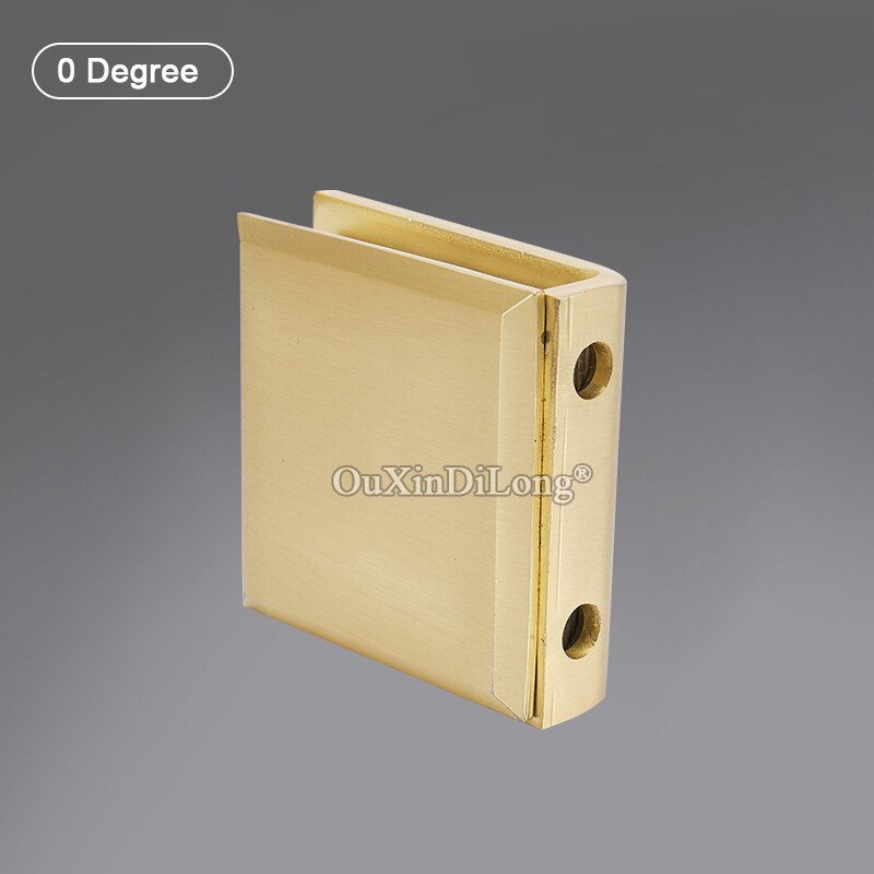 2PCS Brushed Gold Frameless Shower Brass Door Clamps 0/90 Degree Hinge Glass Clip Door Fittings Door Clamp Brackets GF390
