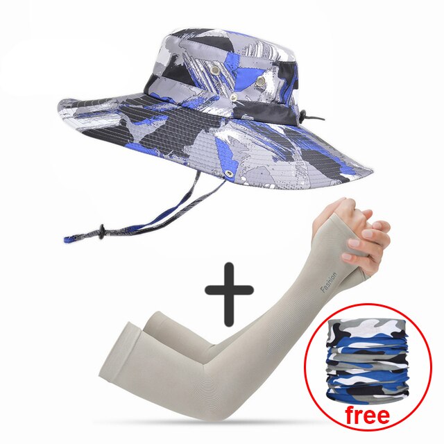 Casquette pour hommes, randonnée en plein air, pare-soleil d'été, casquette de pêche, respirante, pliable, grand bord, Panama: GRAY