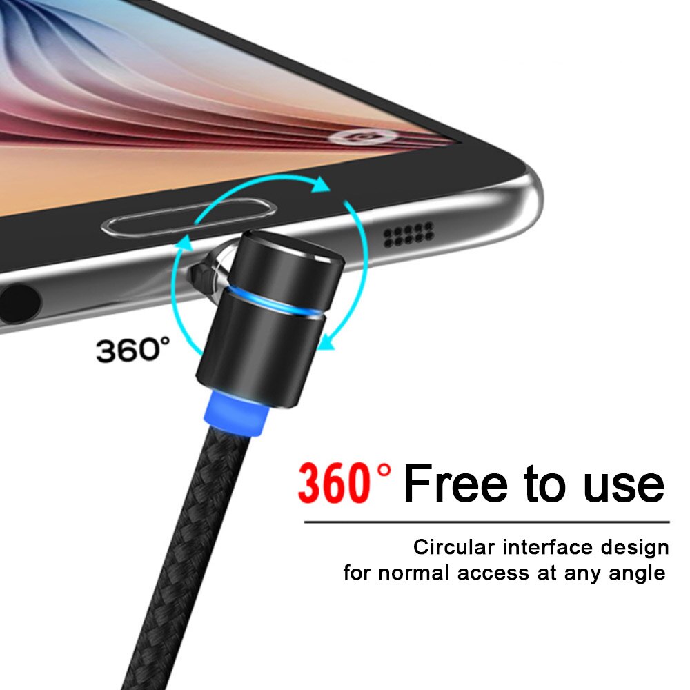 Starplat 90 Degree Magnetic Micro USB Cable Angle Braided Data Cable for Samsung/Sony/Xiaomi Android Phone for iphone 6 7 8 x