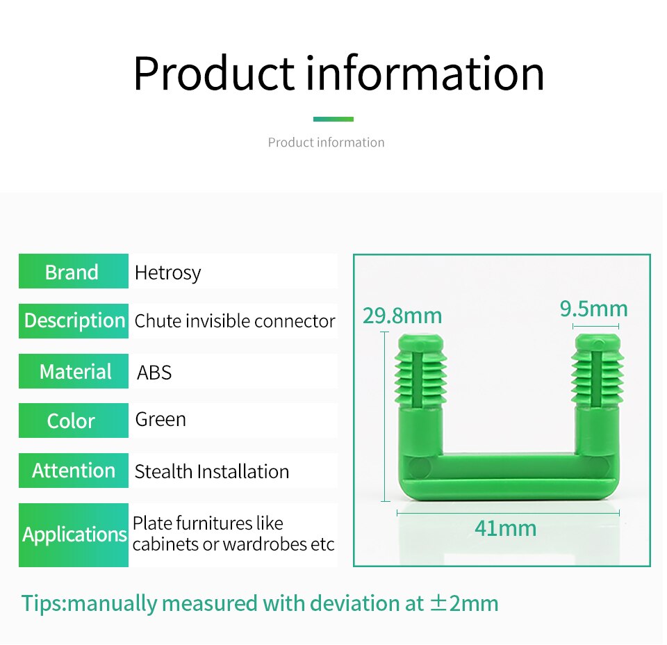 Hetrosy hardware plast usynlige dyvel møbler stik forbindelsesdele fastgørelsesplade dyvel pakke  of 12 stk: M10 x 30 x 41mm 12 stk