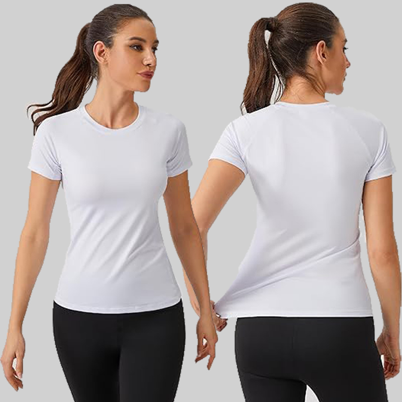 Damkompressionströja kortärmad atletisk yoga löpartröja sommar gymträning snabbtorkande stretchiga t-shirts toppar baslager