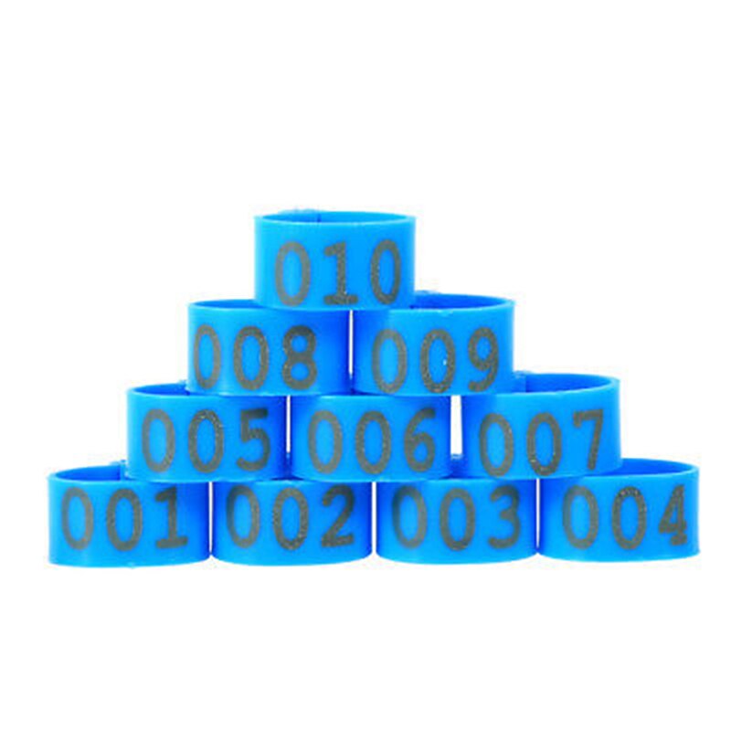100 Pcs 1.6cm Chicken Poultry Rings Chicken Leg Bands Pigeon Geese Quail Bird Ring Carry Tools Feeding Logo 5 Colors: Blue