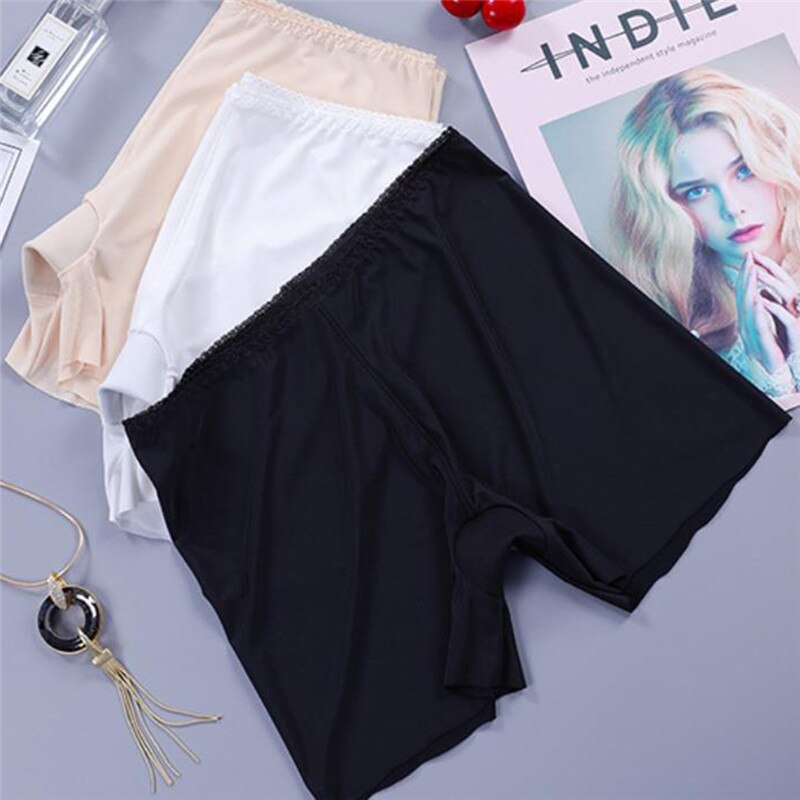 Casual Women's Safety Pants Underwear Women Safety Short Pants Solid Color Ice Silk Seamless Plain Push Up Hip Shorts