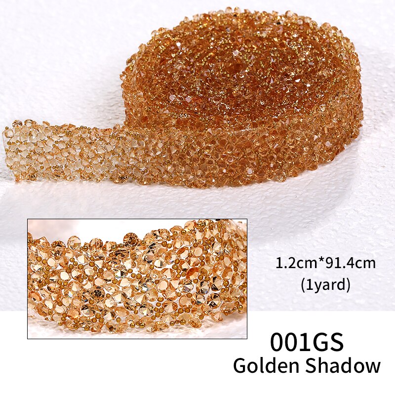 1 Yard Pasteable Strass Lint Zelf Garenloos Diamant Lint Lijm Op Diy Ambachten Telefoon Patches Applicaties Glitter Versieringen: Golden shadow