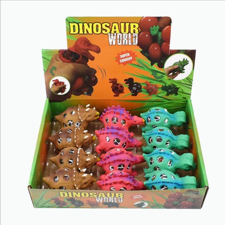 12pcs Dinosaur Model Venting Balls Squeeze Pressure Ball Decompression Squishy Toy Combination Pressure Relaxation Toy Ball
