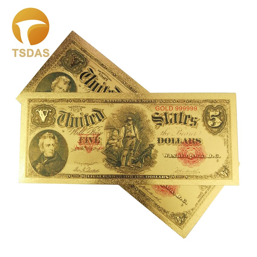 Usa sedler $ 5 dollars guldfolie seddel til indsamling og