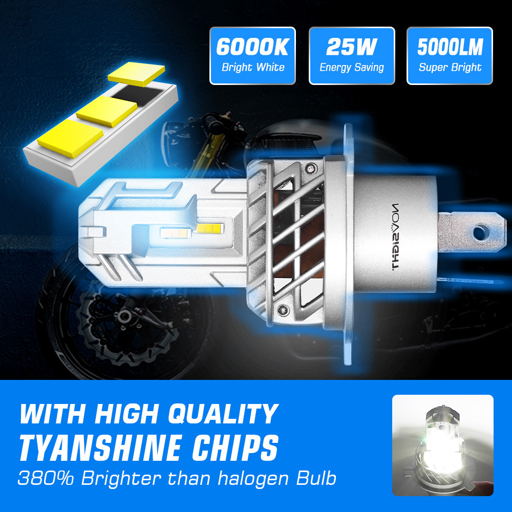 NOVSIGHT Motorcycle Headlight Bulb Led H4 H7 H11 1:1 Mini Size 6000K White 5000LM 25W 12V Motorcycle Headlamp Bulbs