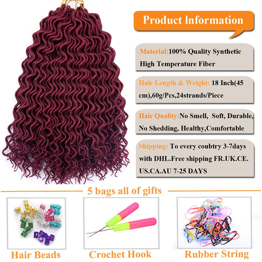 FALEMEI-Faux cheveux bouclés et doux | 18 pouces, 60g, 24 racines/paquet, tresses au Crochet profond, Extension de cheveux style bohémien