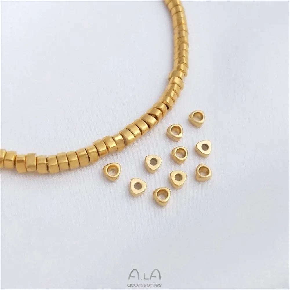 14K Gold Wrapped Kleine Gebroken Goud Kralen Driehoekige Spacer Diy Armband Hoofddeksel Handgemaakte Kralen
