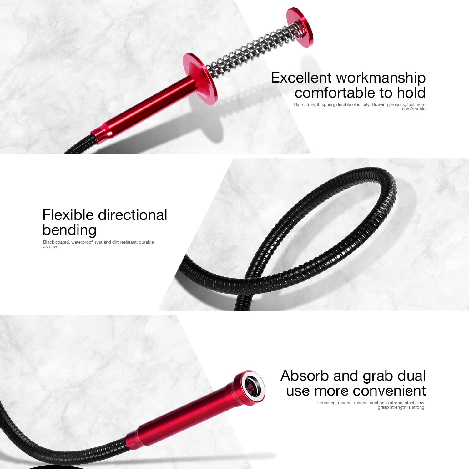 Herramienta de recogida magnética flexible y flexible, herramienta de agarre de cuatro garras de 24 pulgadas