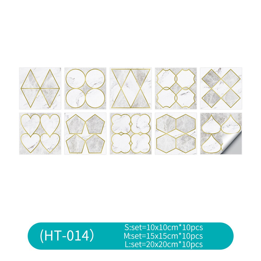 Luxury golden art tile stickers Aisle wall waterproof moisture-proof wallpaper Bathroom vanity background deco wall sticker