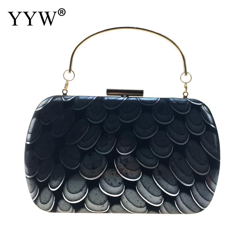 Gold Splitter Kupplung Taschen Für Frauen Metall Griff Handtaschen Mit Kette Schulter Crossbody-tasche Damen Hand Taschen: Schwarz