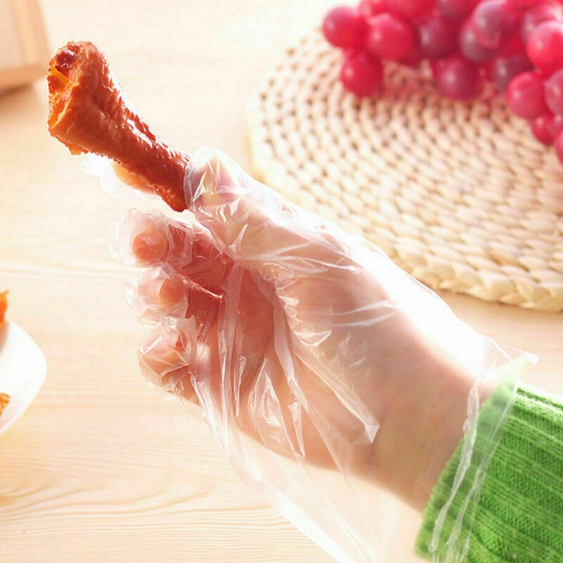 100 stuks wegwerphandschoenen van doorzichtig polyethyleen en pe, geschikt voor voedselveilige schoonmaakhandschoenen