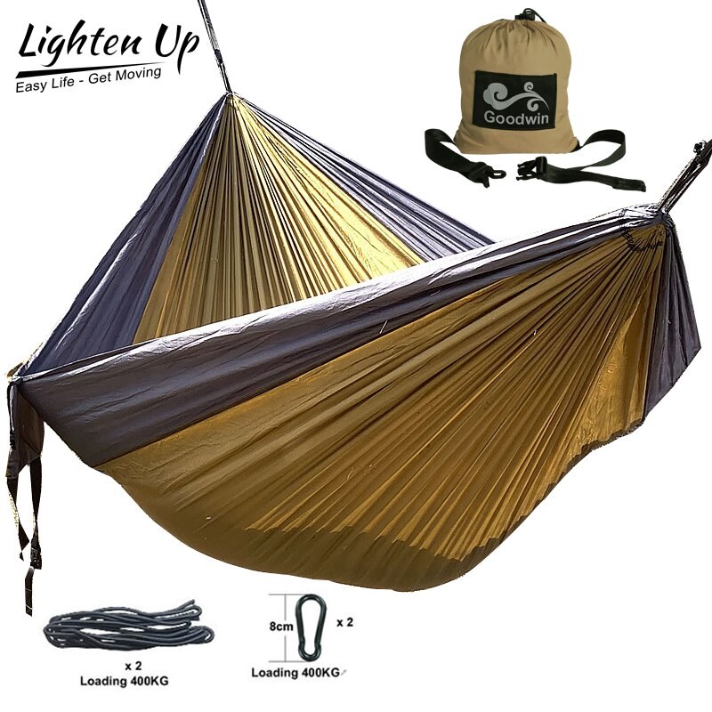 Podwójne 200*300CM hamak ogrodowy podwójny ogród kemping huśtawka drzewo łóżko przenośne dorosłych dzieci na zewnątrz łóżko 2 pasy 2 karabinek