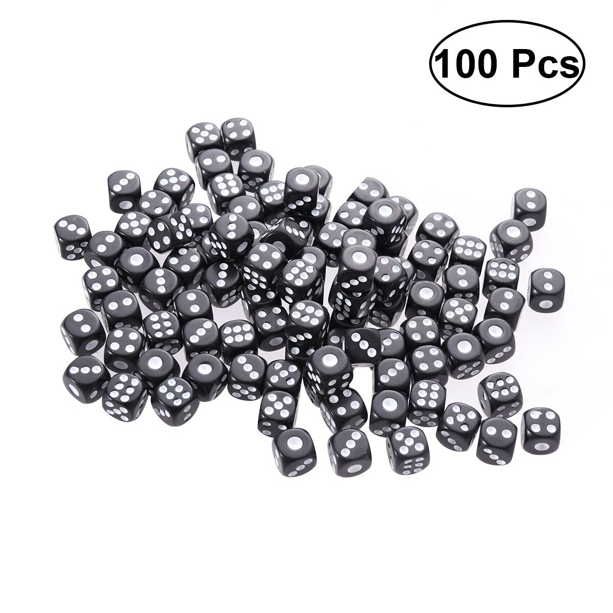 100 stuks plastic dobbelstenen 6 gekleurde dobbelstenen voor ktv-feestbargaming -  #15 ( zwart)