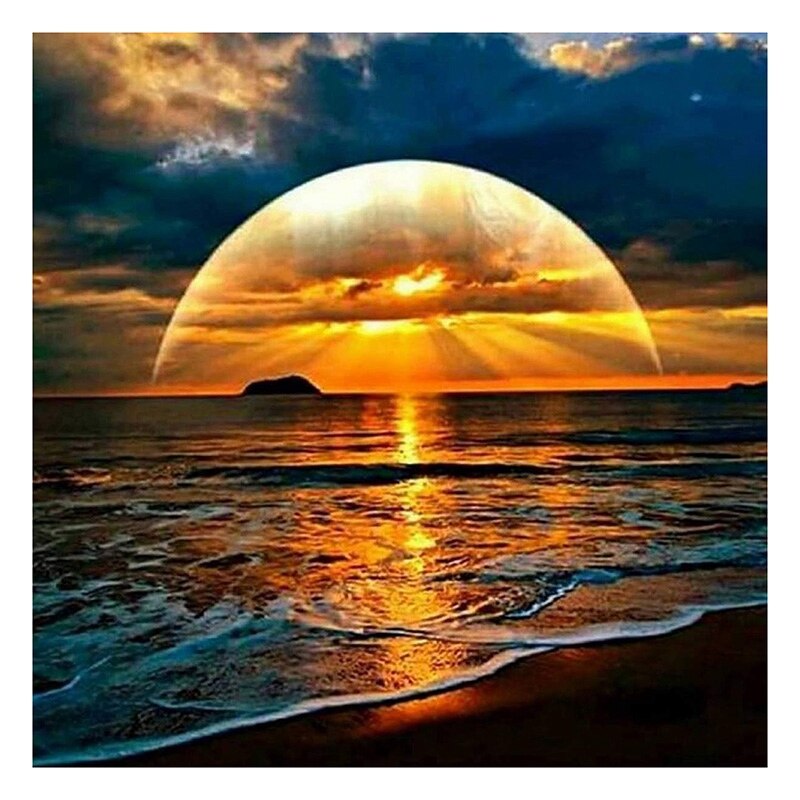 DIY 5D Seaside Sunset Diamond Painting Set Crystal Diamond Embroidery Paintings Arts for Home Wall Decor Adults and Kids: Default Title