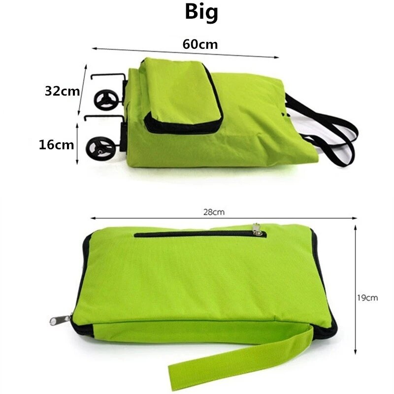 Folding Shopping Bag On Wheels Bag Food Shopping Organizer Trolley Bag Fruit Vegetables Shopping Cart Organizer Portable Bag