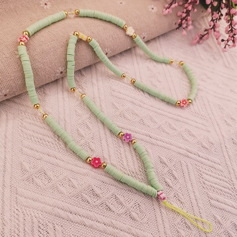 Long Flower Soft Circle Beaded Lanyard Anti-Lost Lanyard Trendy Crystal Stone Beads Mobile Phone Chain for Girls Cellphone Strap: 04