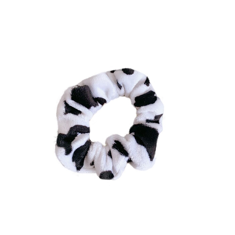 Bandas de Pelo de lana de Invierno para mujer, cintas para el pelo con estampado de vaca, accesorios para el cabello para niña, coletero
