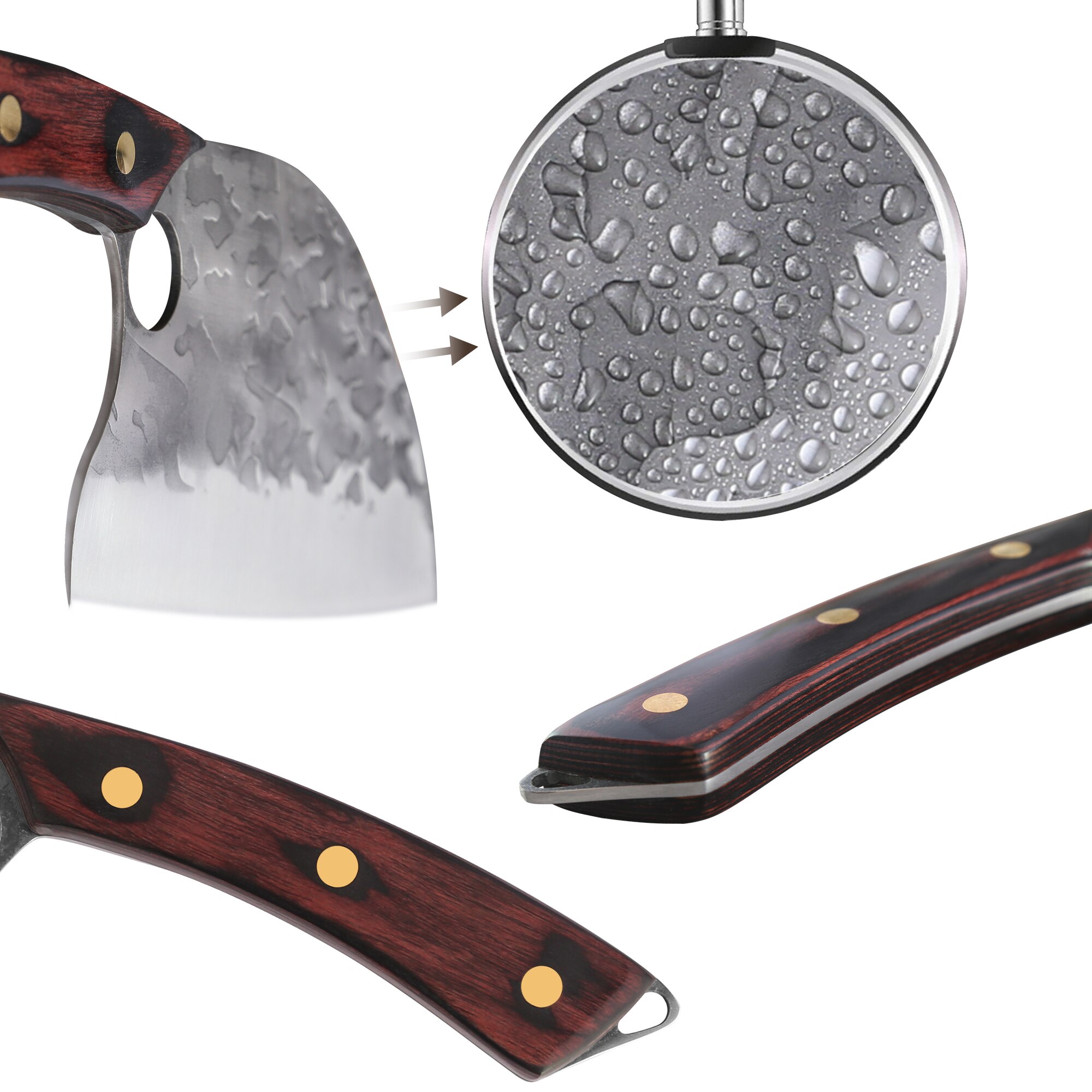 XYj-cuchillo de carnicero Tang completo de 7 pulgadas, cuchillo afilado de acero inoxidable, mango de madera, herramientas de accesorios de cocina, caja de