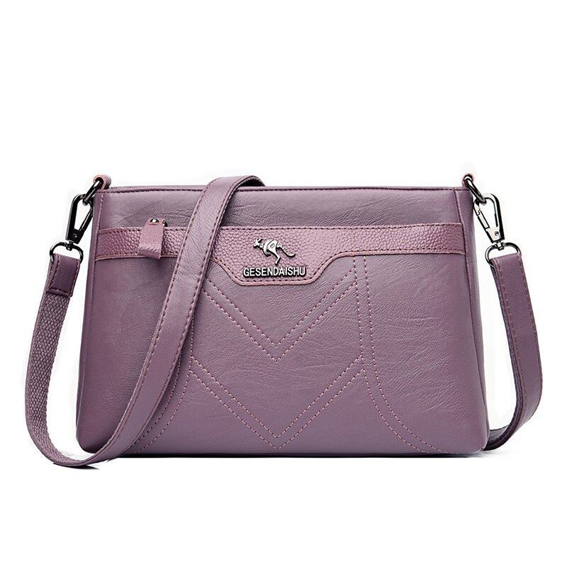 Oude Tang Vintage Crossbody Tassen Voor Vrouwen Grote Capaciteit Schoudertas Soft Pu Lederen Handtassen Tassen: Purple