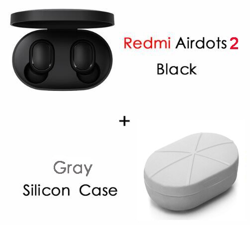 Xiaomi-auriculares Redmi Airdots 2 TWS Bluetooth 5,0, auriculares estéreo de graves con micrófono, auriculares manos libres con Control IA: add gray case