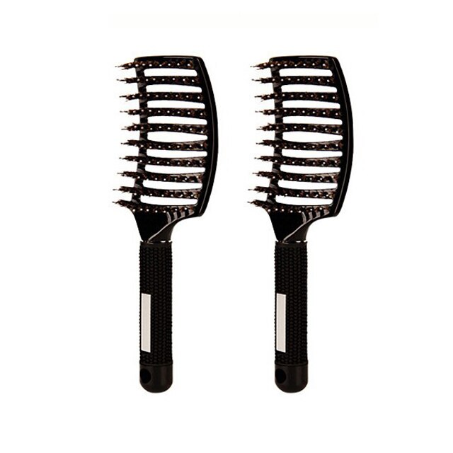 Brosse-cepillo de pelo para masaje del cuero cabelludo, 2 uds., peine para masaje del cuero cabelludo, cerdas de nailon, para mujeres, cepillo de pelo para desenredar, herramientas de estilo de peluquería: 2pcs Black